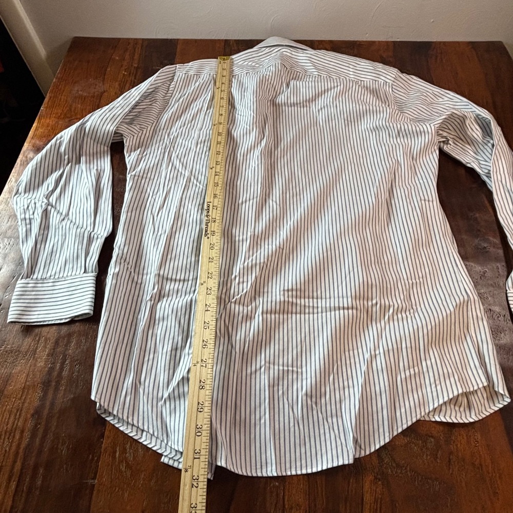 Nordstrom Smartcare Mens Striped Dress Shirt‎ 15.5 35 Tailored Fit Blue White - Picture 7 of 7